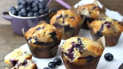 Receta de muffins de arándanos y limón Receta de muffins de arándanos y limón