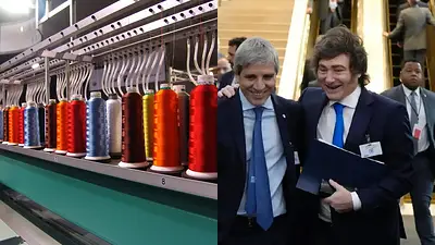 Fabrica textil, Luis Caputo y Javier Milei Fabrica textil, Luis Caputo y Javier Milei