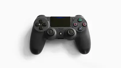 Control de videojuegos sobre fondo blanco representando la relación entre gaming e inteligencia artificial Control de videojuegos sobre fondo blanco representando la relación entre gaming e inteligencia artificial