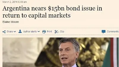 Financial Times, duro con Macri por "emitir la deuda más grande en 20 años" Financial Times, duro con Macri por "emitir la deuda más grande en 20 años"