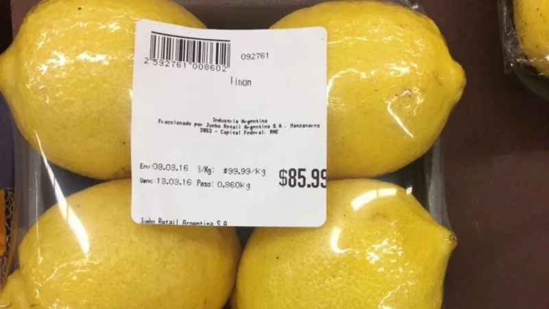 Inflación descontrolada: un kilo de limones cuesta $100