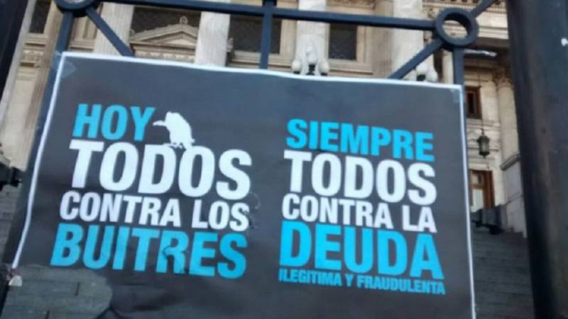 Manifestación en Congreso para rechazar el pago a los fondos buitre