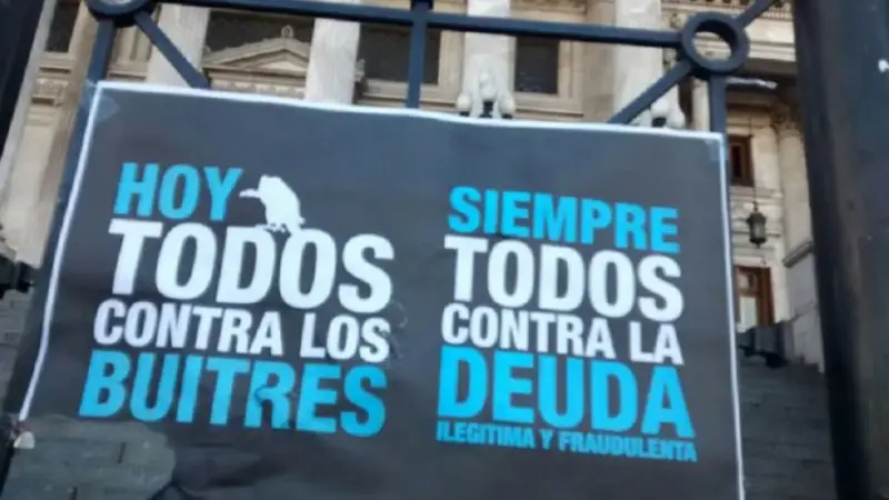 Manifestación en Congreso para rechazar el pago a los fondos buitre
