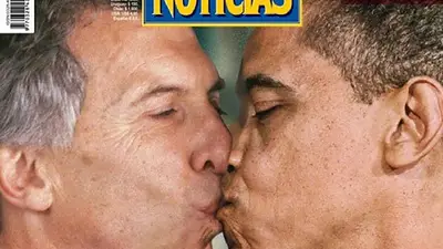 Obama y Macri "se besan" en la tapa de la revista Noticias Obama y Macri "se besan" en la tapa de la revista Noticias