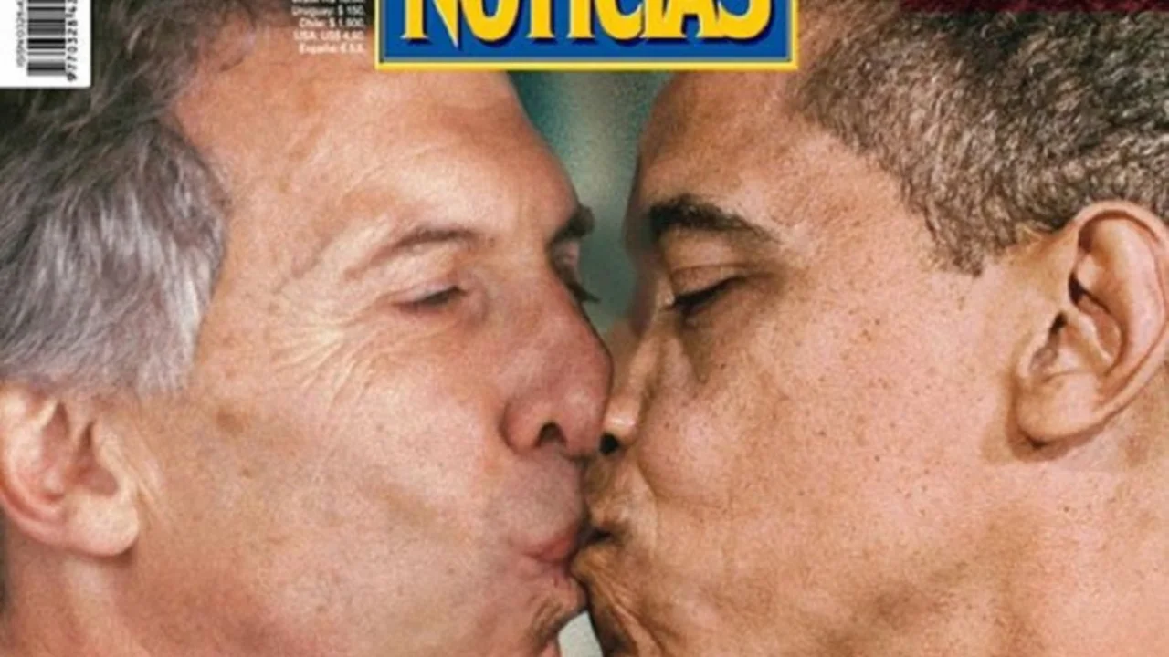 Obama y Macri "se besan" en la tapa de la revista Noticias