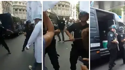 Mientras Macri hablaba de diálogo, reprimían a los docentes fuera del Congreso Mientras Macri hablaba de diálogo, reprimían a los docentes fuera del Congreso