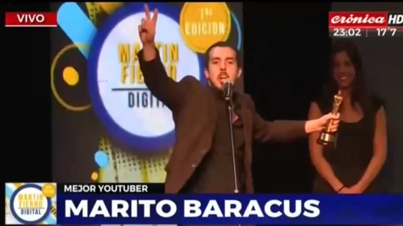 Marito Baracus ganó un Martín Fierro Digital e hizo un festejo peronista