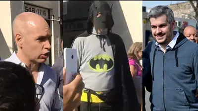 Larreta y Marcos Peña abandonaron un acto escrachados por Batman Larreta y Marcos Peña abandonaron un acto escrachados por Batman