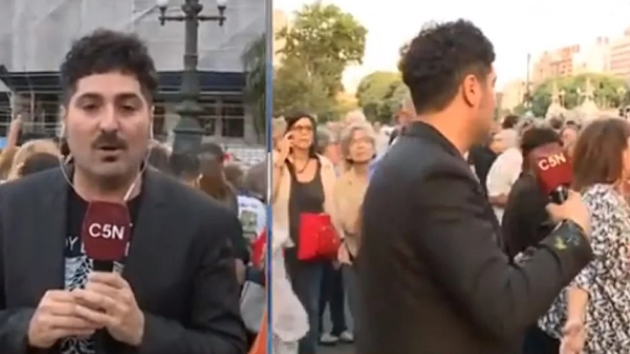 C5N: brutal agresión a Lautaro Maislin en la marcha de militantes macristas al Congreso