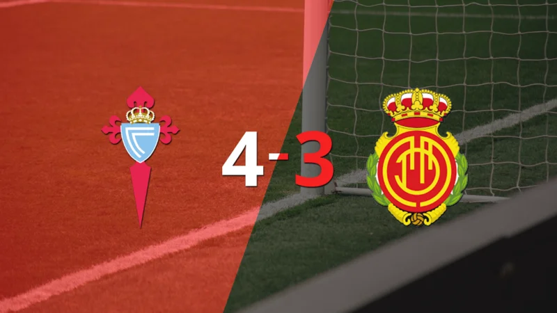 Celta gana 4-3 a Mallorca con doblete de Iago Aspas