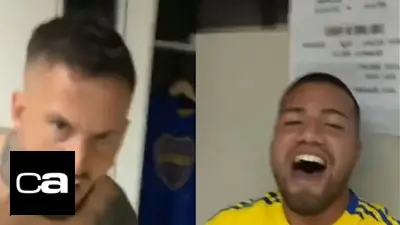 El desaforado festejo de Benedetto y Weingandt en el vestuario de River El desaforado festejo de Benedetto y Weingandt en el vestuario de River