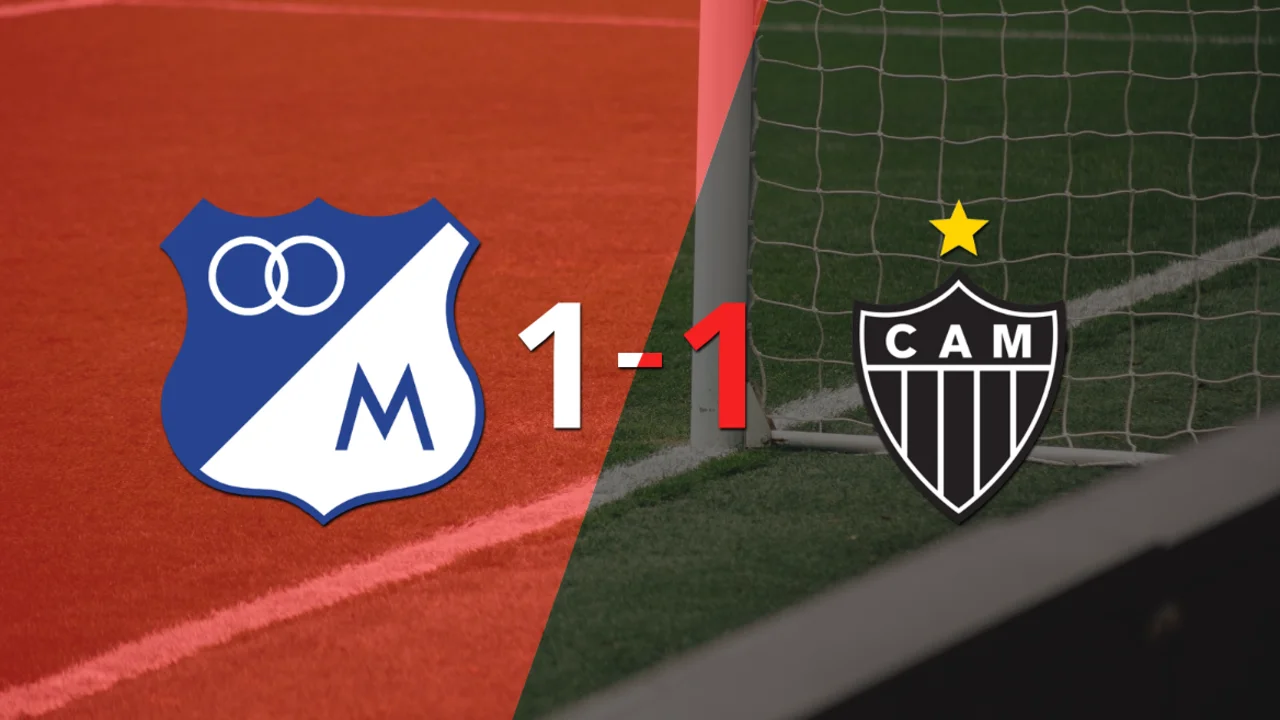 Con un empate 1 a 1, Millonarios y Atlético Mineiro definen todo en el partido de vuelta