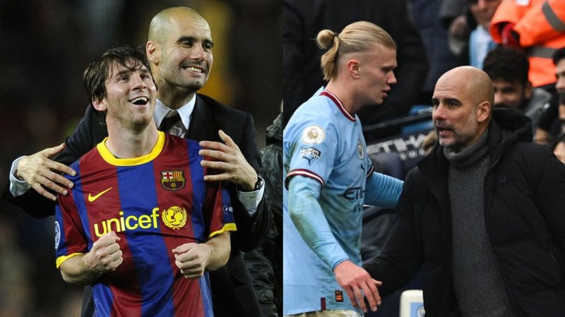 Pep Guardiola Lionel Messi Erling Haaland Manchester City 