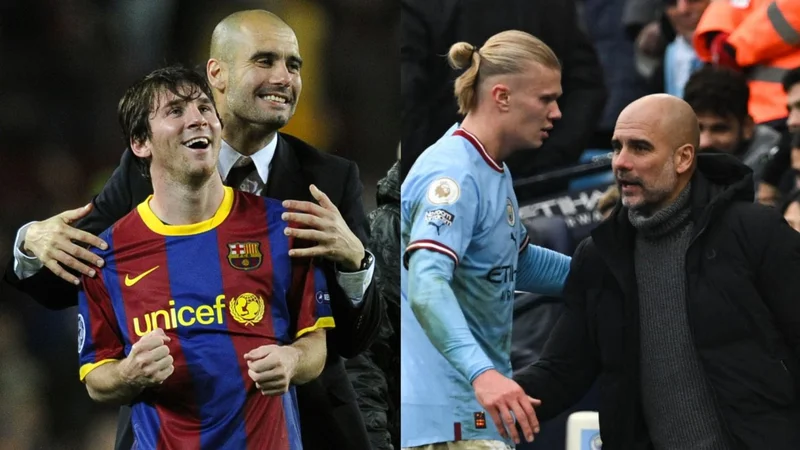 Pep Guardiola Lionel Messi Erling Haaland Manchester City 