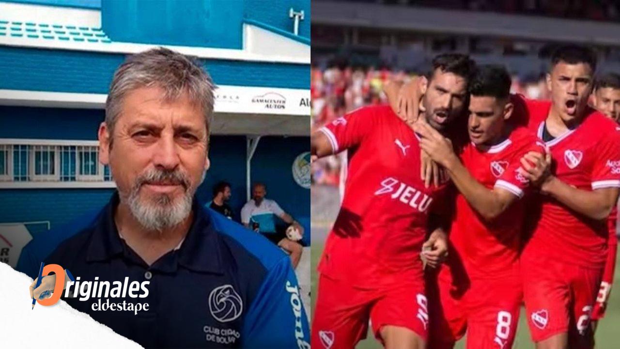 Indio Ortíz, técnico del Club Ciudad de Bolívar. Partido contra Independiente por Copa Argentina