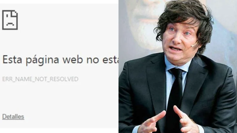 Página web fuera de servicio y Javier Milei