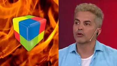 El logo de América TV y Ángel de Brito El logo de América TV y Ángel de Brito