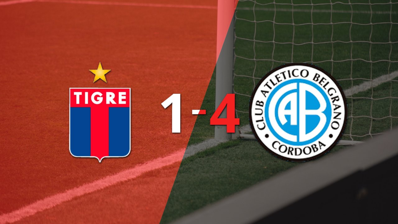 Belgrano golea 4-1 a Tigre y Ulises Sánchez firma doblete 