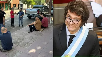 Trabajadores y Javier Milei Trabajadores y Javier Milei