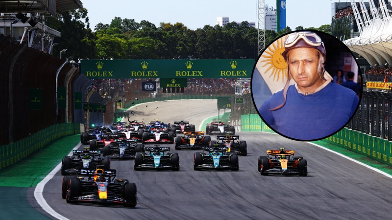 Monoplazas de la F1 y Juan Manuel Fangio.