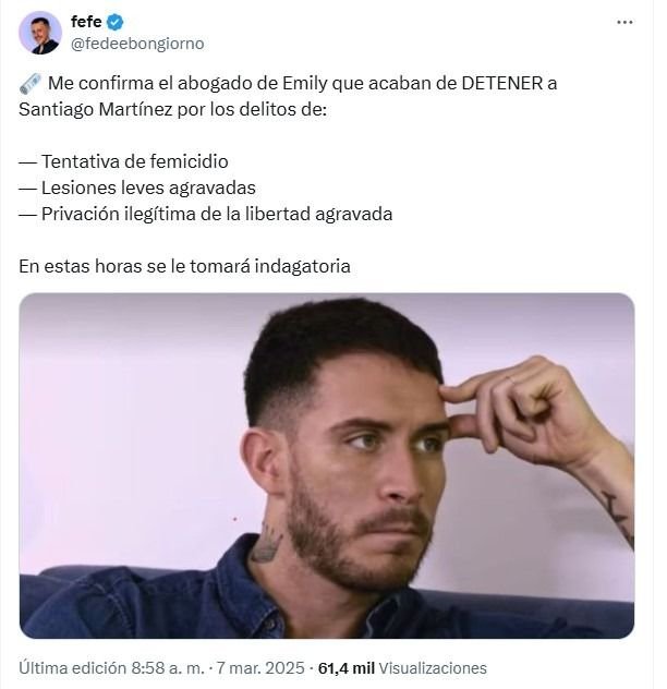Santiago Martínez de Love Is Blind detenido
