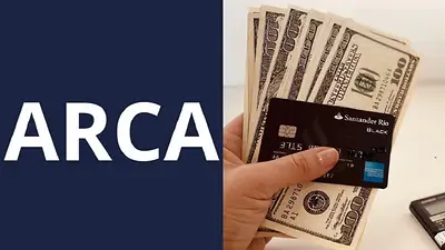 Logo de ARCA, tarjeta de crédito y dólares Logo de ARCA, tarjeta de crédito y dólares