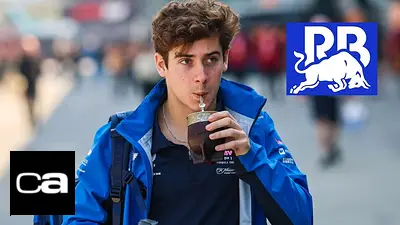 Franco Colapinto y el logo de Racing Bulls Franco Colapinto y el logo de Racing Bulls
