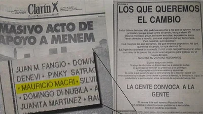 La solicitada de Macri por el "cambio" y por Carlos Menem La solicitada de Macri por el "cambio" y por Carlos Menem