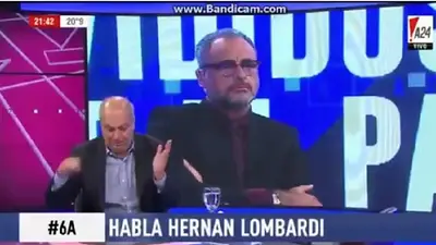 Lombardi habló de Cristina y rompió una copa de vidrio al aire Lombardi habló de Cristina y rompió una copa de vidrio al aire