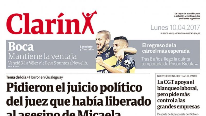 Clarín defendió la represión a docentes con un vergonzoso títular
