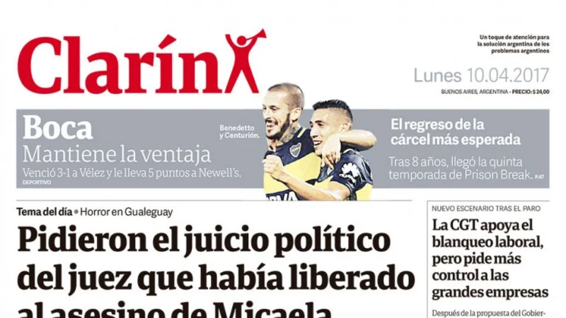 Clarín defendió la represión a docentes con un vergonzoso títular