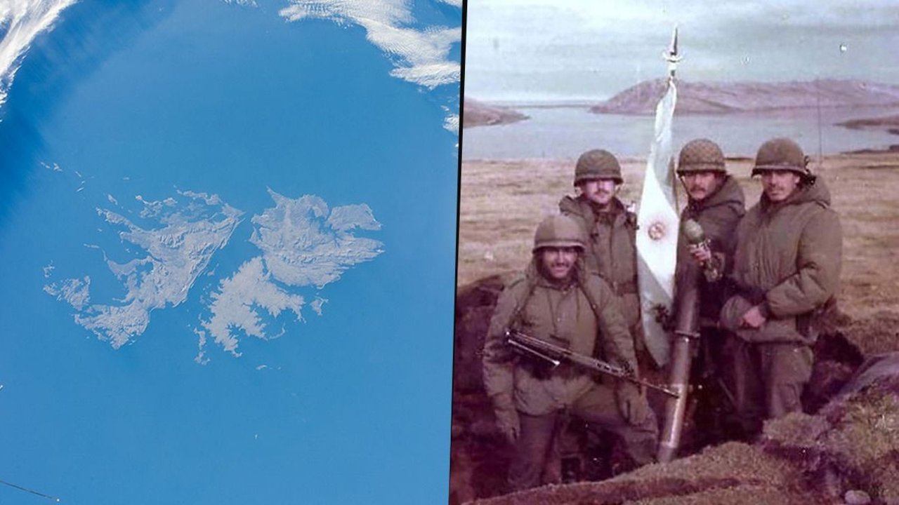 Las Islas Malvinas y soldados argentinos en la guerra contra Inglaterra