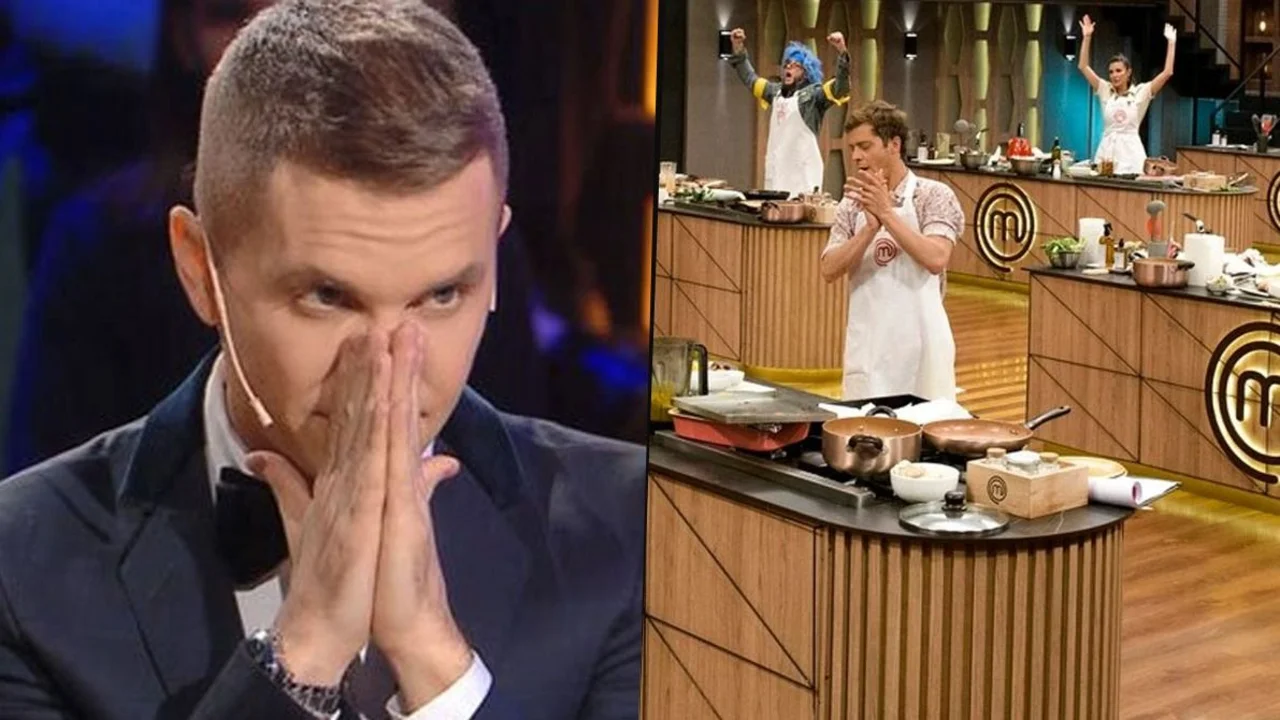 Santiago del Moro y el participante eliminado en MasterChef Celebrity
