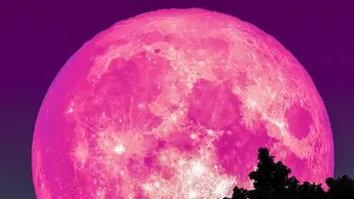 Superluna rosa, luna rosa, espacio exterior, fenómenos naturales Superluna rosa, luna rosa, espacio exterior, fenómenos naturales