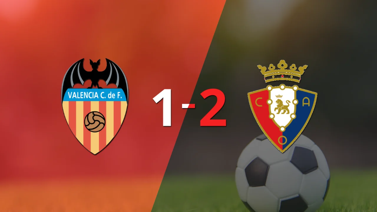A Osasuna le alcanzó con un gol para vencer por 2 a 1 a Valencia