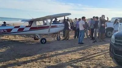 Una avioneta aterrizó de emergencia en una playa de Necochea Una avioneta aterrizó de emergencia en una playa de Necochea