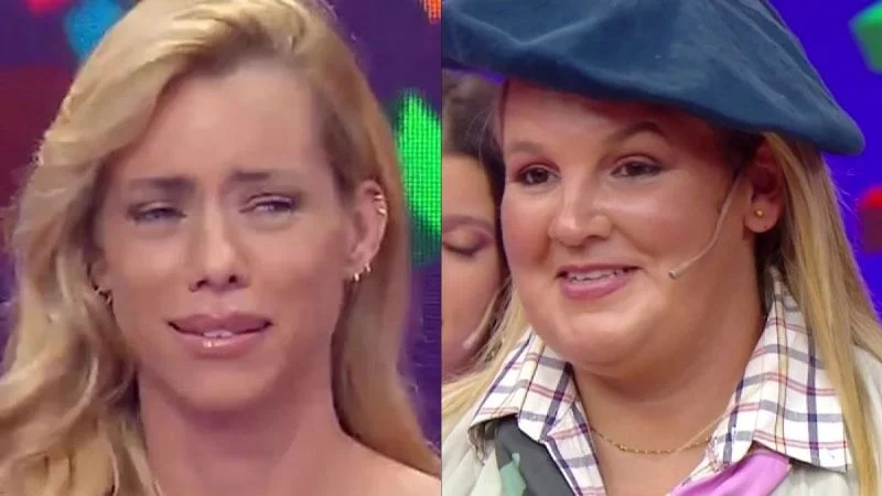 Nicole Neumann y participante de Los 8 Escalones