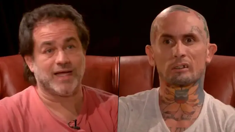 Emanuel Noir, cantante de Ke Personajes, con Gastón Pauls en Seres Libres
