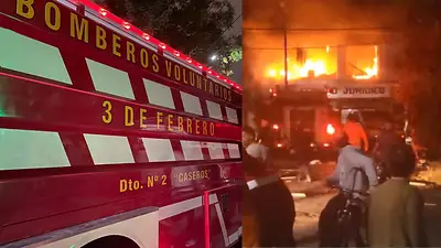 Santos Lugares: tremenda explosión e incendio en una vivienda. Santos Lugares: tremenda explosión e incendio en una vivienda.