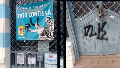 Atacaron una unidad básica del PJ en CABA y dibujaron esvásticas sobre Perón y Evita Atacaron una unidad básica del PJ en CABA y dibujaron esvásticas sobre Perón y Evita