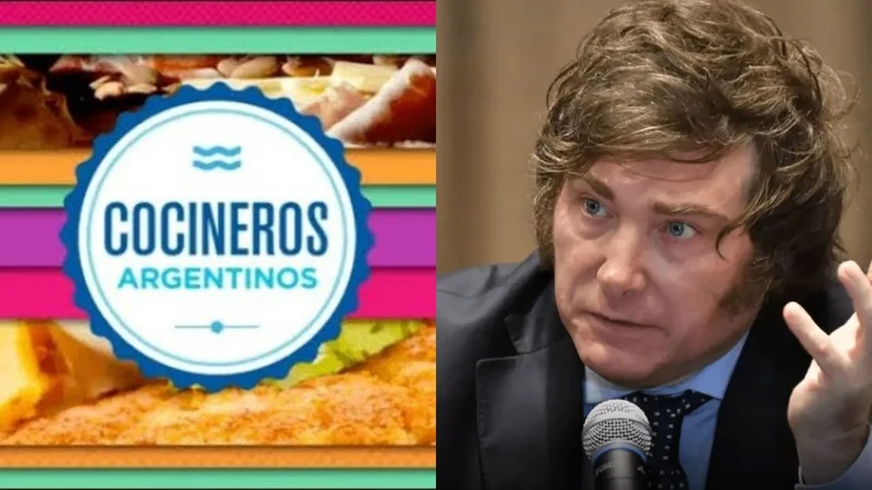 El logo de Cocineros Argentinos y Javier Milei