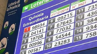 Imagen de los números del sorteo de la quiniela Imagen de los números del sorteo de la quiniela