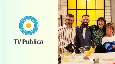 Logo de la TV Pública y los integrantes de Cocineros Argentinos Logo de la TV Pública y los integrantes de Cocineros Argentinos