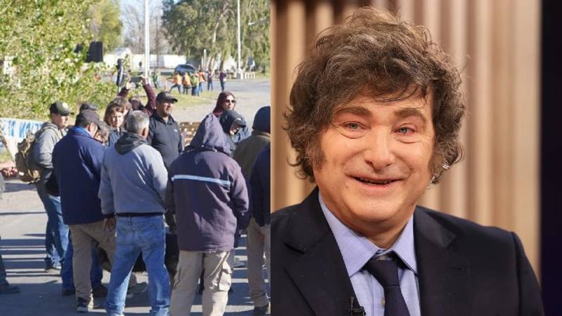 Trabajadores reclamando Javier Milei