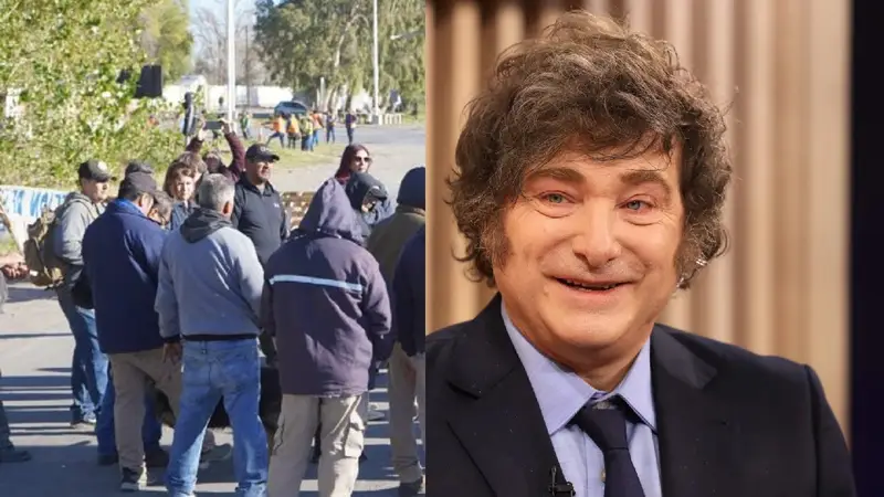 Trabajadores reclamando Javier Milei