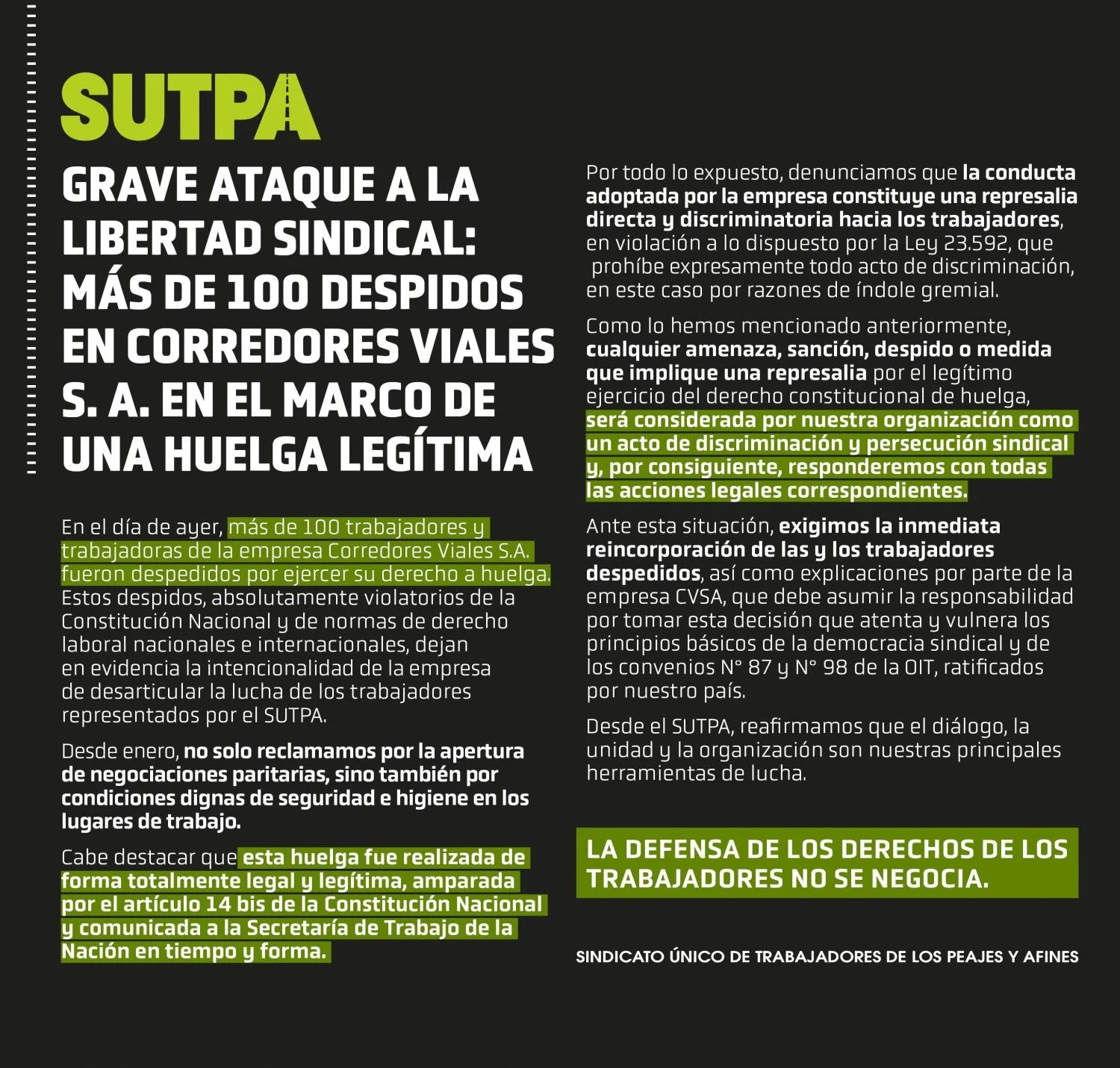 100 nuevos despidos en peajes tras el paro del viernes 1 1744761217327