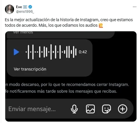 mensajes de voz, audios, instagram