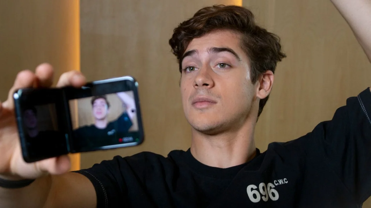 Franco Colapinto con su celular.