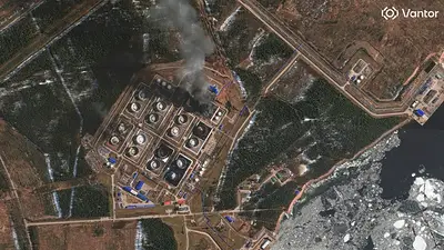 Terminal rusa de Primorsk pierde 40% de almacenamiento por ataques con drones: imágenes por satélite Terminal rusa de Primorsk pierde 40% de almacenamiento por ataques con drones: imágenes por satélite