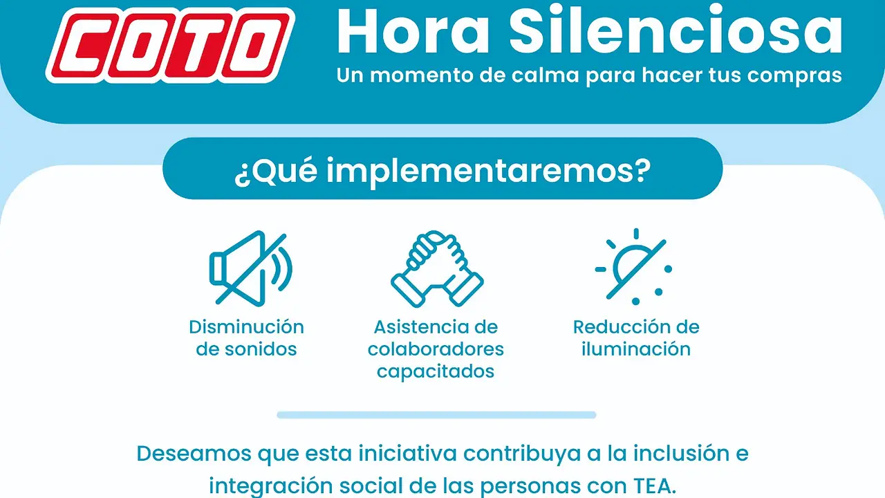 COTO implementa la Hora Silenciosa para reducir estímulos en sus tiendas.